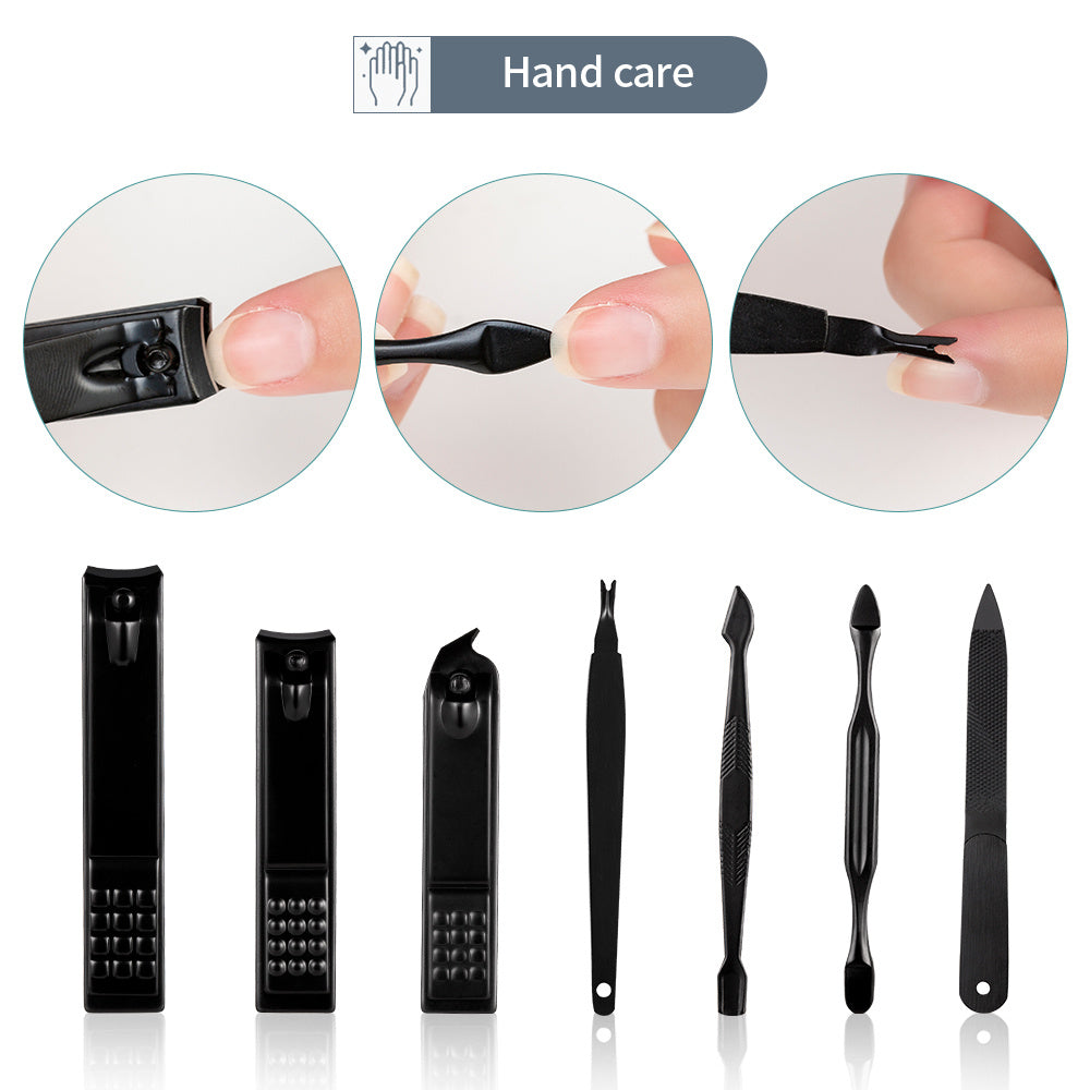 Classic Black Manicure Set Hand Feet Facial  Steel Accessories, 5 Choices