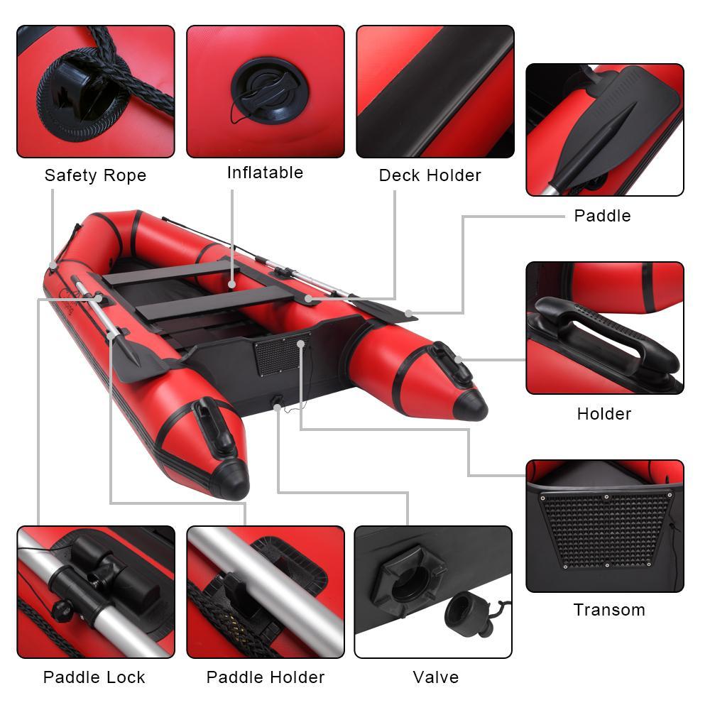 ankishi Camping Survivals 10ft PVC 330kg Water Adult Assault Boat Red Black