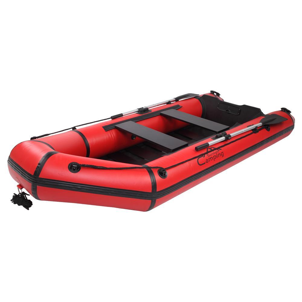 ankishi Camping Survivals 10ft PVC 330kg Water Adult Assault Boat Red Black