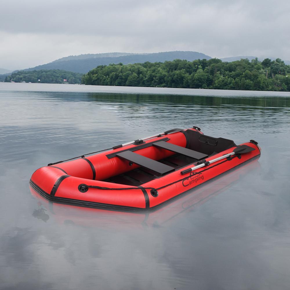 ankishi Camping Survivals 10ft PVC 330kg Water Adult Assault Boat Red Black