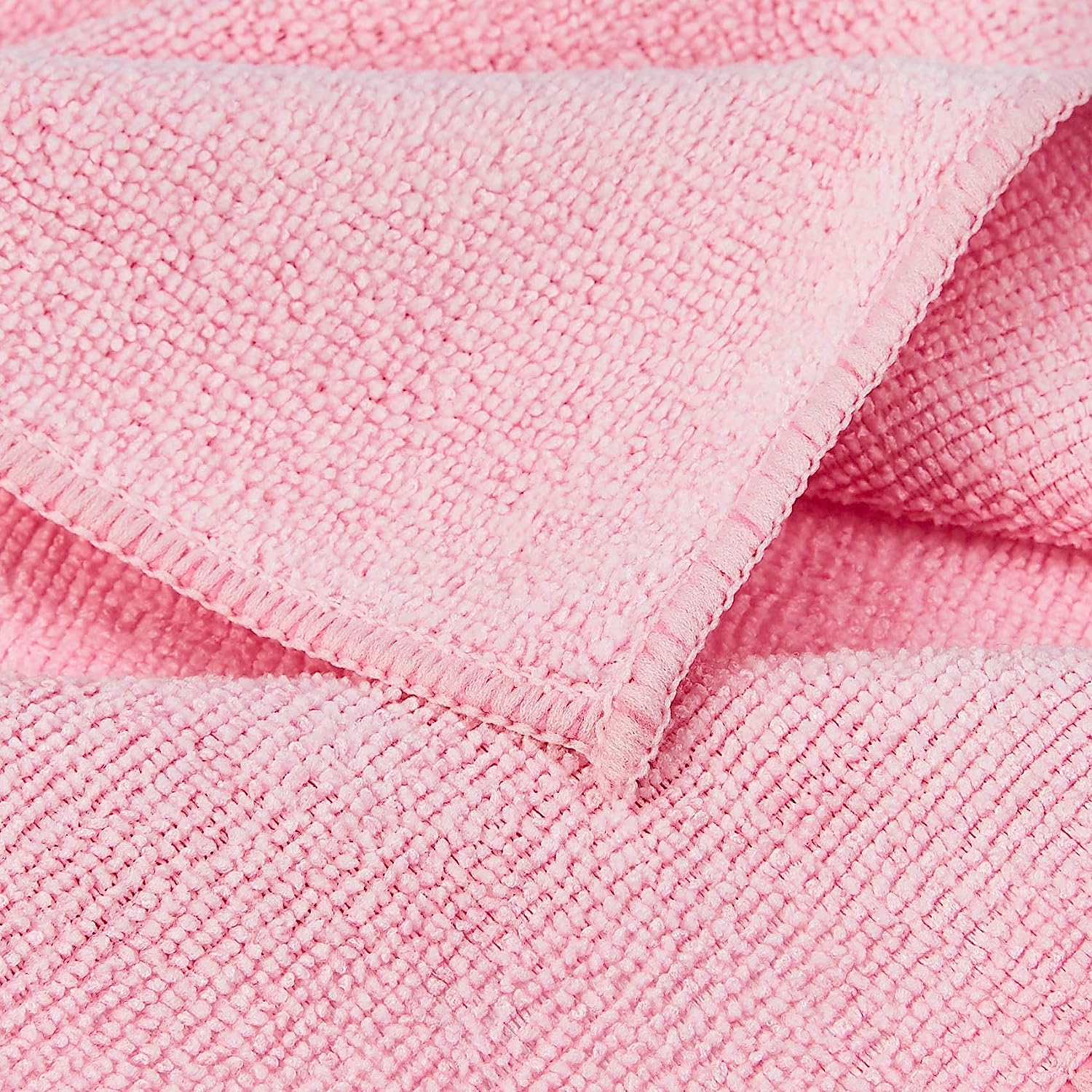 Amazon Basics Microfiber Cleaning Cloth, Non-Abrasive, Reusable and Washable, Pack of 24, Green/Gray/Pink, 16" x 12"