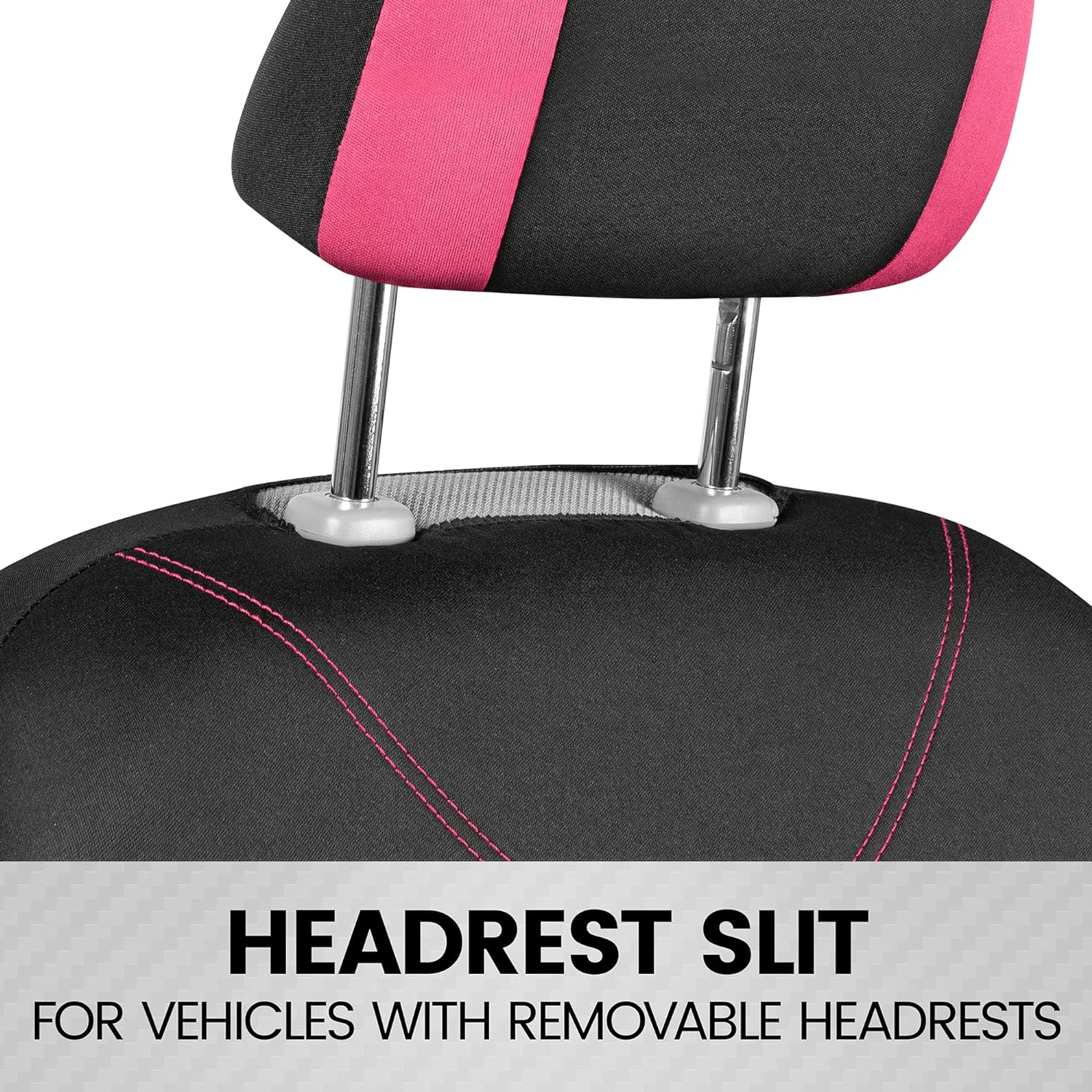 BDK UltraSleek Pink Seat Covers for Cars, Two-Tone Front with Matching Back Car Seat Cover, Made to Fit Most Auto Truck Van SUV, Interior Car Accessories, Full Set