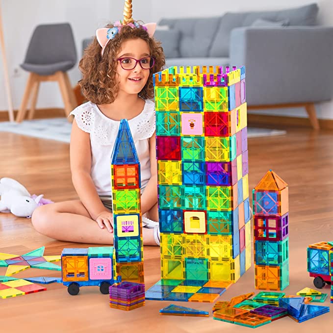 Creative Magnetic Building Blocks Set - 100 Pieces, Preschool STEM Educational Toy, Construction and Stacking Toy for Toddlers