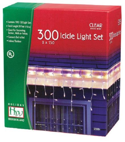 Inliten 14084W-88 Holiday Wonderland 300 Count Clear Icicle Christmas Light Set - Quantity of 4