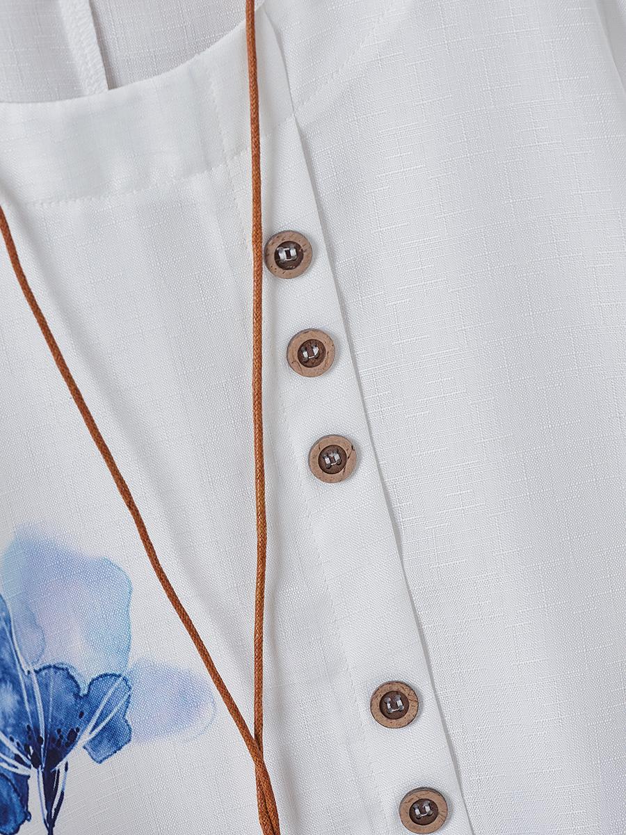 Womens Floral Print Round Neck Short Sleeve Shirt