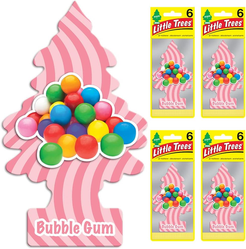 LITTLE TREES Air Fresheners Car Air Freshener. Hanging Tree Provides Long Lasting Scent for Auto or Home. Bubble Gum, 24 Air Fresheners