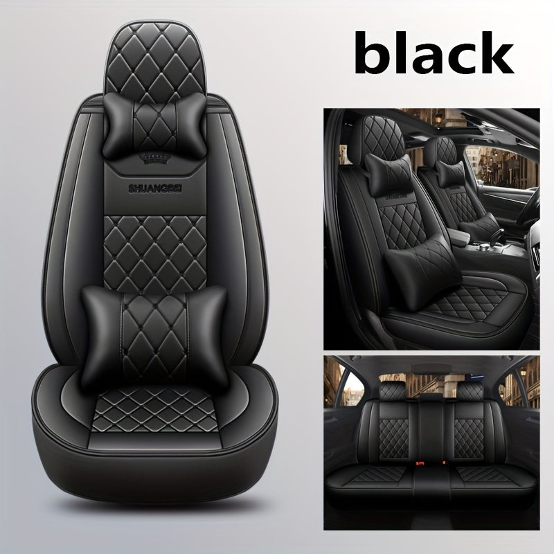 5 Car Seat Cover Set Full PackaCar Seat Cushion PU Leather Car Seat Cover Universal Car Seat Cover Full Set Compatible With Five-seat Models