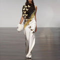 Fashion round neck sleeveless butterfly jumpsuit