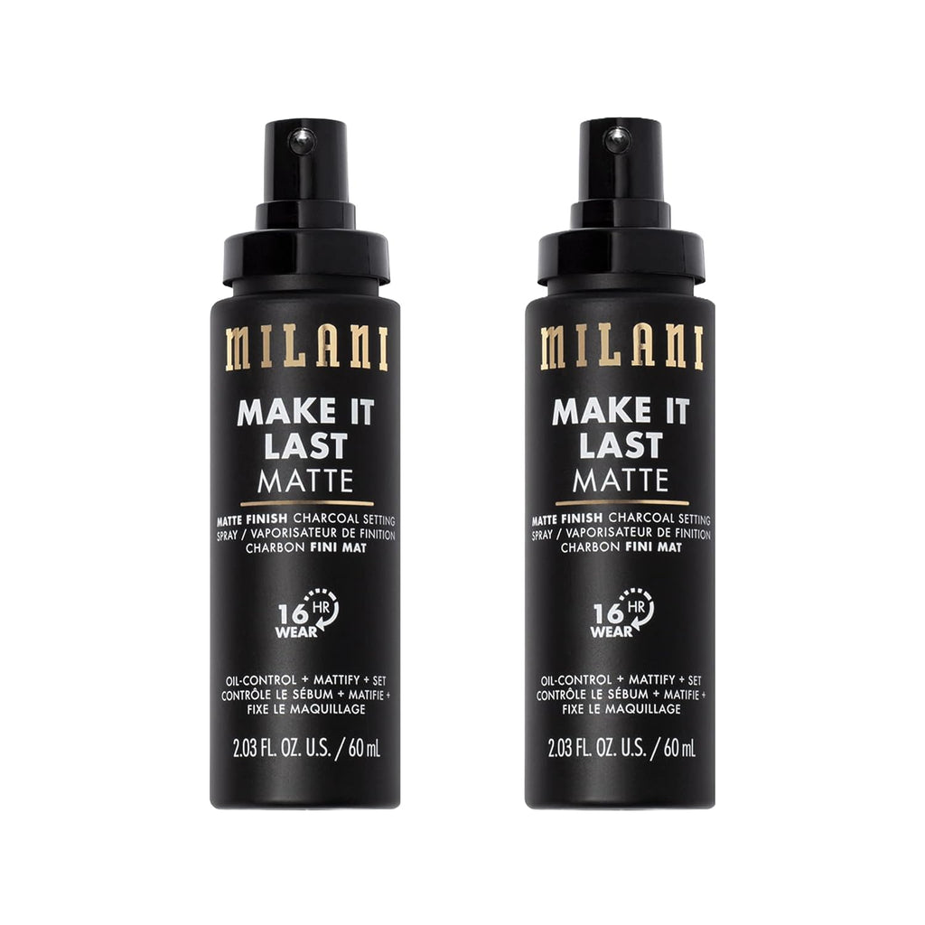 Milani Make it Last Charcoal Matte Setting Spray- Long Lasting , Cruelty-Free Makeup Primer and Finishing/Setting Spray for Oily Skin - - 2 Pack