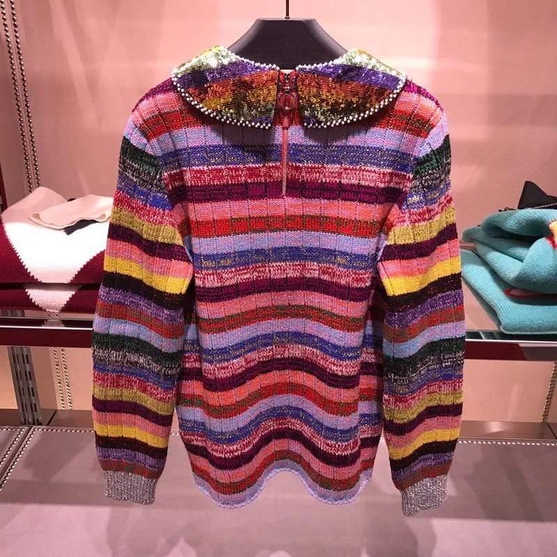 luxury rainbow sequins pullover