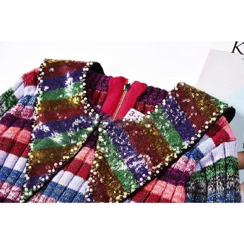 luxury rainbow sequins pullover
