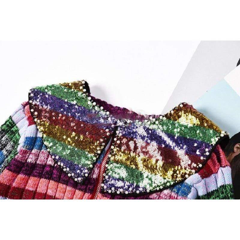 luxury rainbow sequins pullover