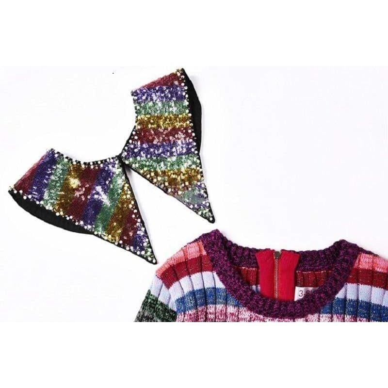 luxury rainbow sequins pullover