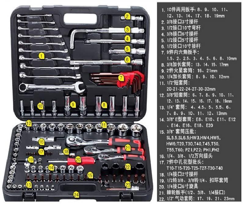 KANJJ-YU Wrench Wrench 120pcs Socket Set Car Repair Tool Auto Hand Tool Kit Ratchet Set Torque Wrench Chrome Vanadium Steel Auto Tools Repair Tools