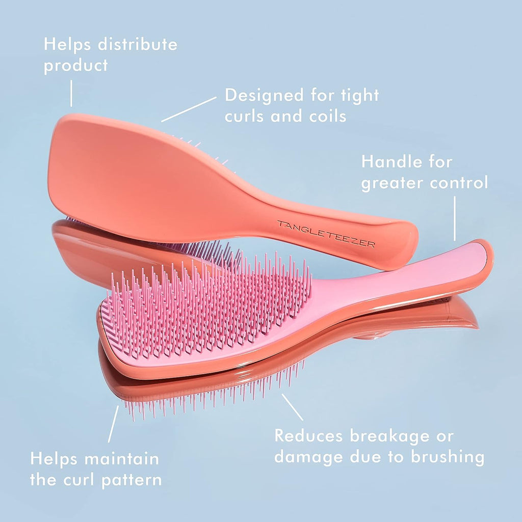 Tangle Teezer The Naturally Curly Ultimate Detangling Brush, Dry and Wet Hair Brush Detangler for 3C to 4C Hair, Pink Mango