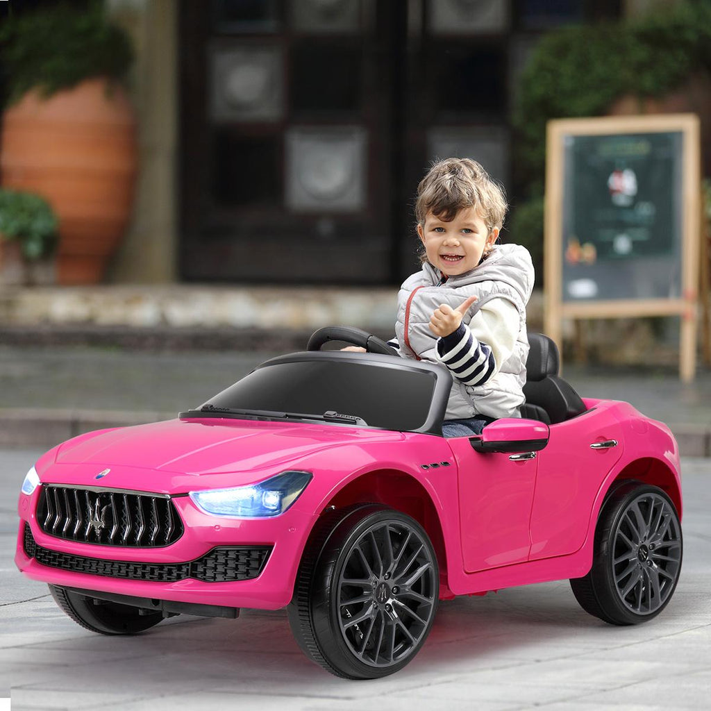 Jaxpety Kids Ride On Car 12V Rechargeable Toy Vehicle w/ MP3 Remote Pink Maserati License