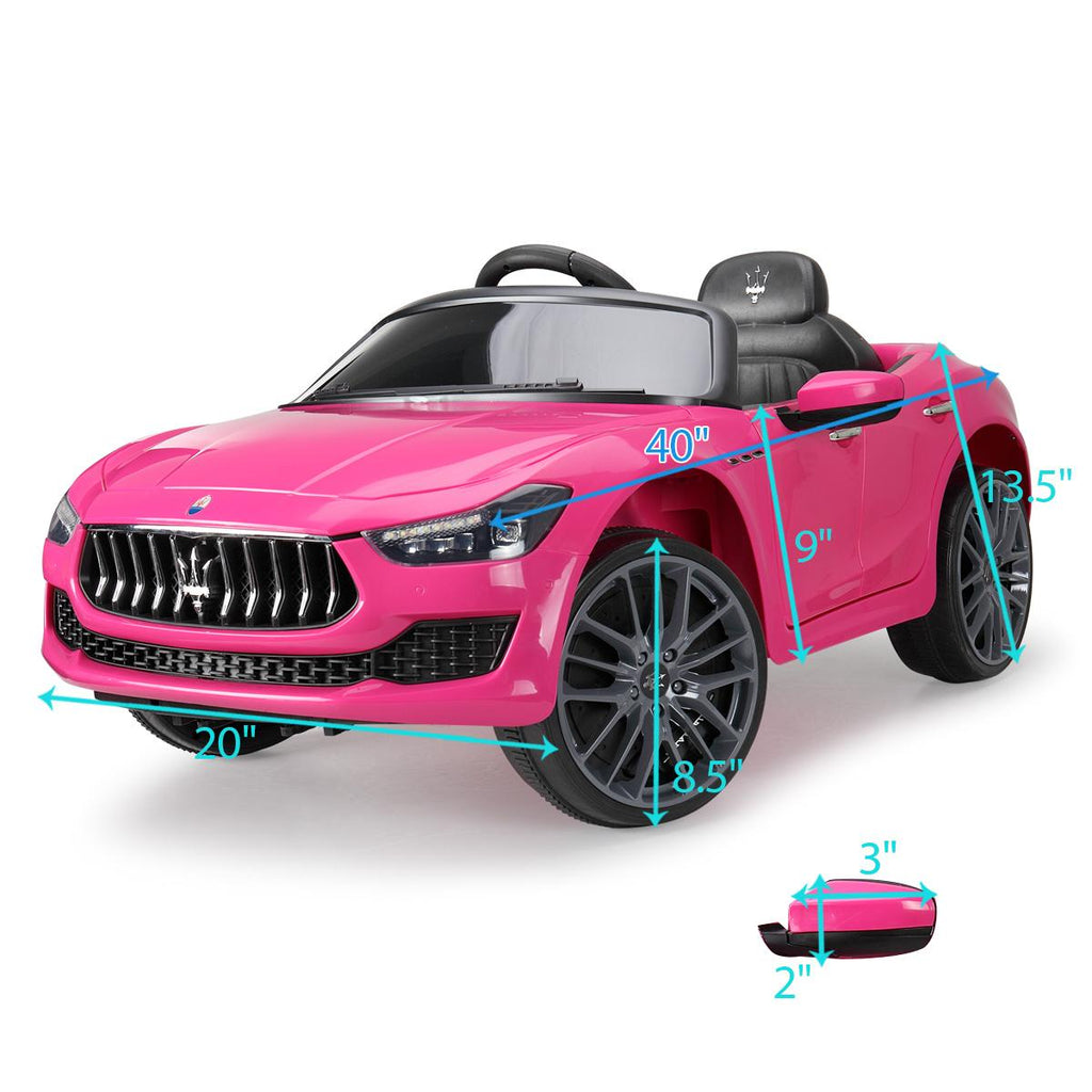 Jaxpety Kids Ride On Car 12V Rechargeable Toy Vehicle w/ MP3 Remote Pink Maserati License