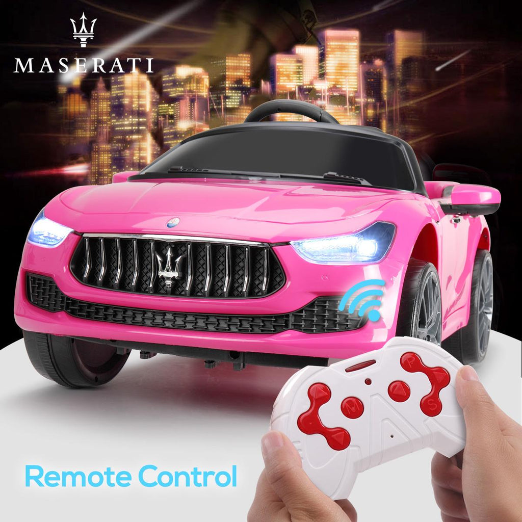 Jaxpety Kids Ride On Car 12V Rechargeable Toy Vehicle w/ MP3 Remote Pink Maserati License