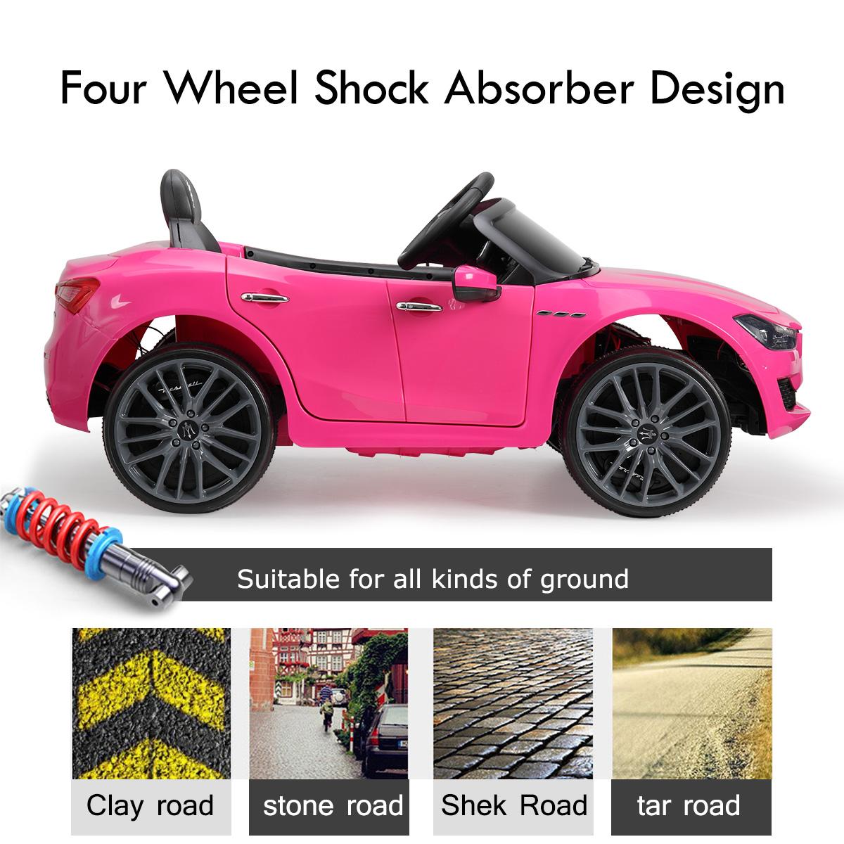 Jaxpety Kids Ride On Car 12V Rechargeable Toy Vehicle w/ MP3 Remote Pink Maserati License