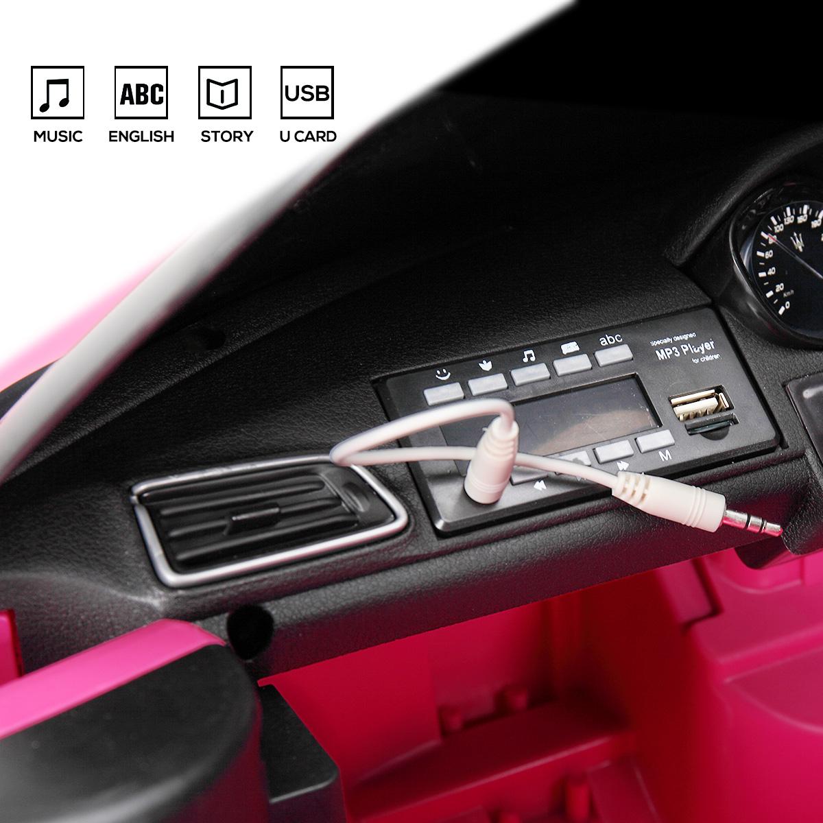 Jaxpety Kids Ride On Car 12V Rechargeable Toy Vehicle w/ MP3 Remote Pink Maserati License