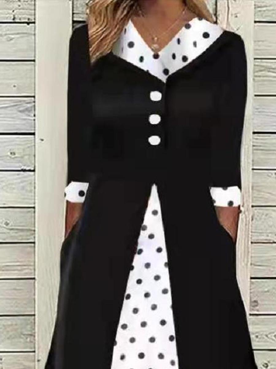 Fashion Stitching Polka Dot Swing Dress