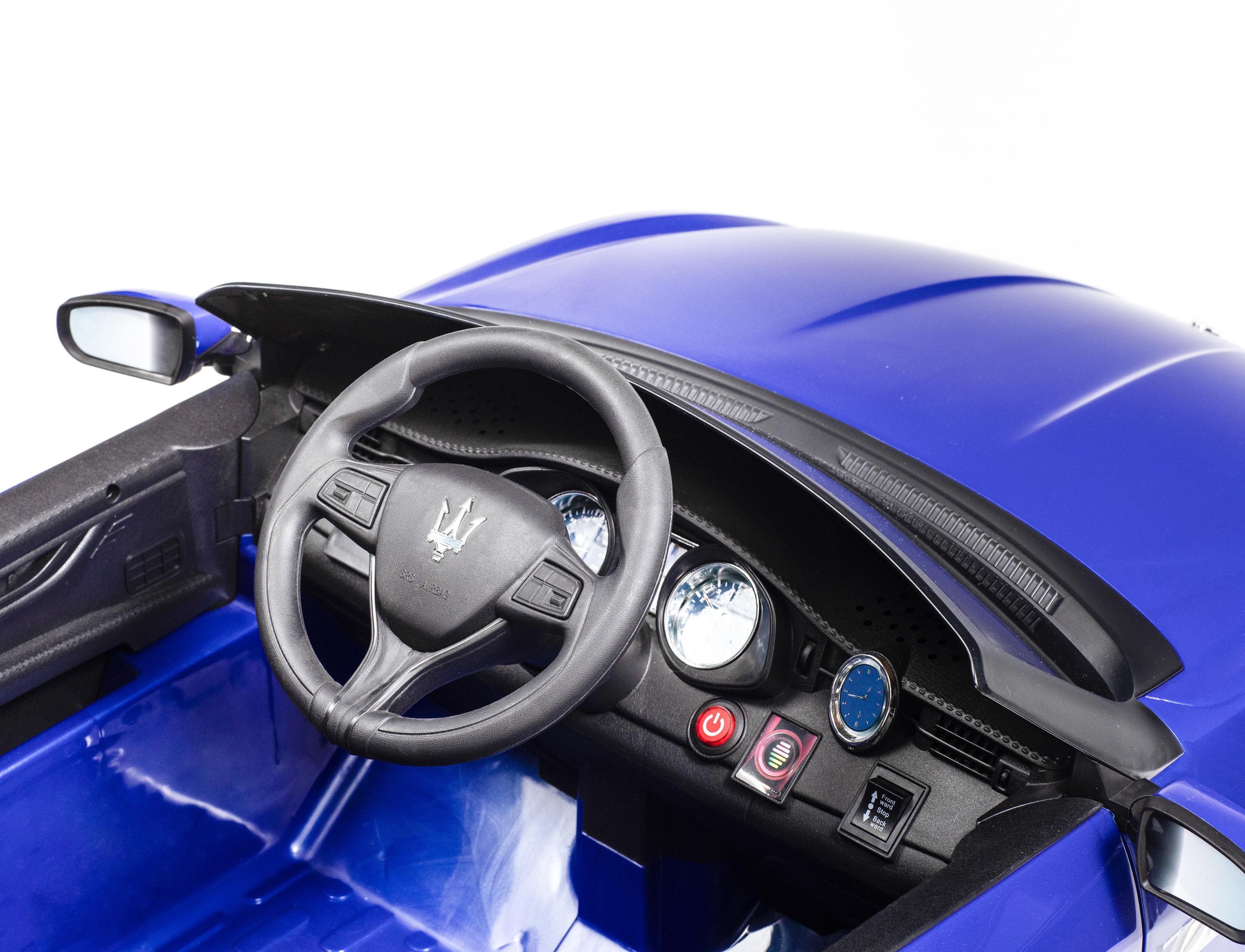 6 Volt Blue Maserati Exotic Rideon Car - High Quality Car with attention to detail! Worlights and opening doors
