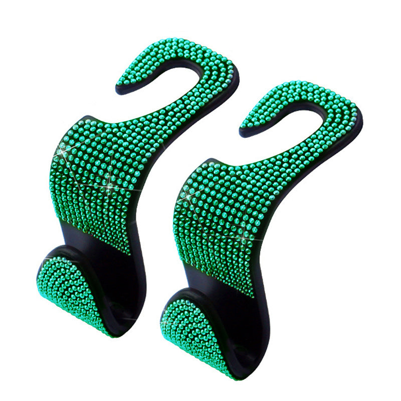 2pcs Artificial Diamond Car Hook, Car Hidden Car StoraHook Creative Car Seat Hook Hanger Car Accessories For Women