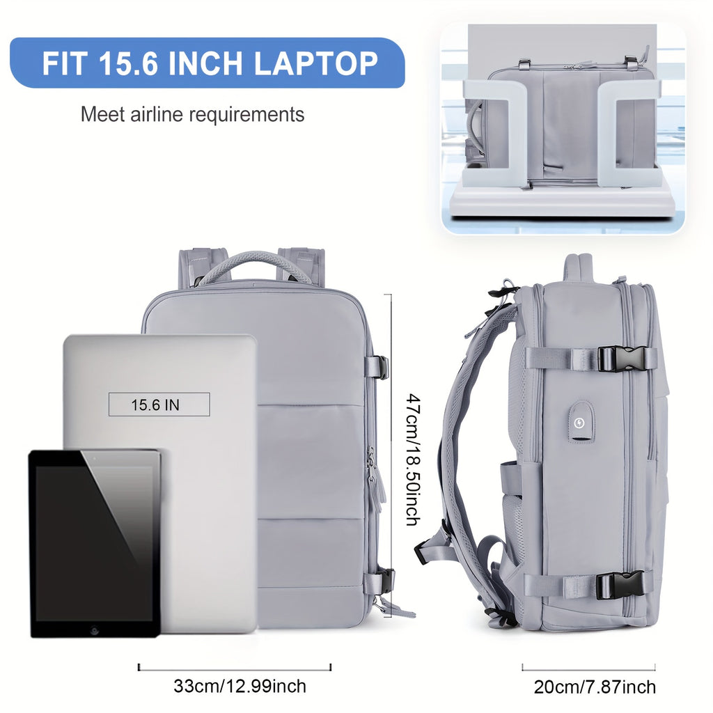 LarTravel Backpack, Carry On Backpack, HiBackpack, Waterproof Outdoor Sports Rucksack, Casual Daypack, School Bag, Fit 14 Inch Laptop With USB Charging Port &amp; Shoes Compartment