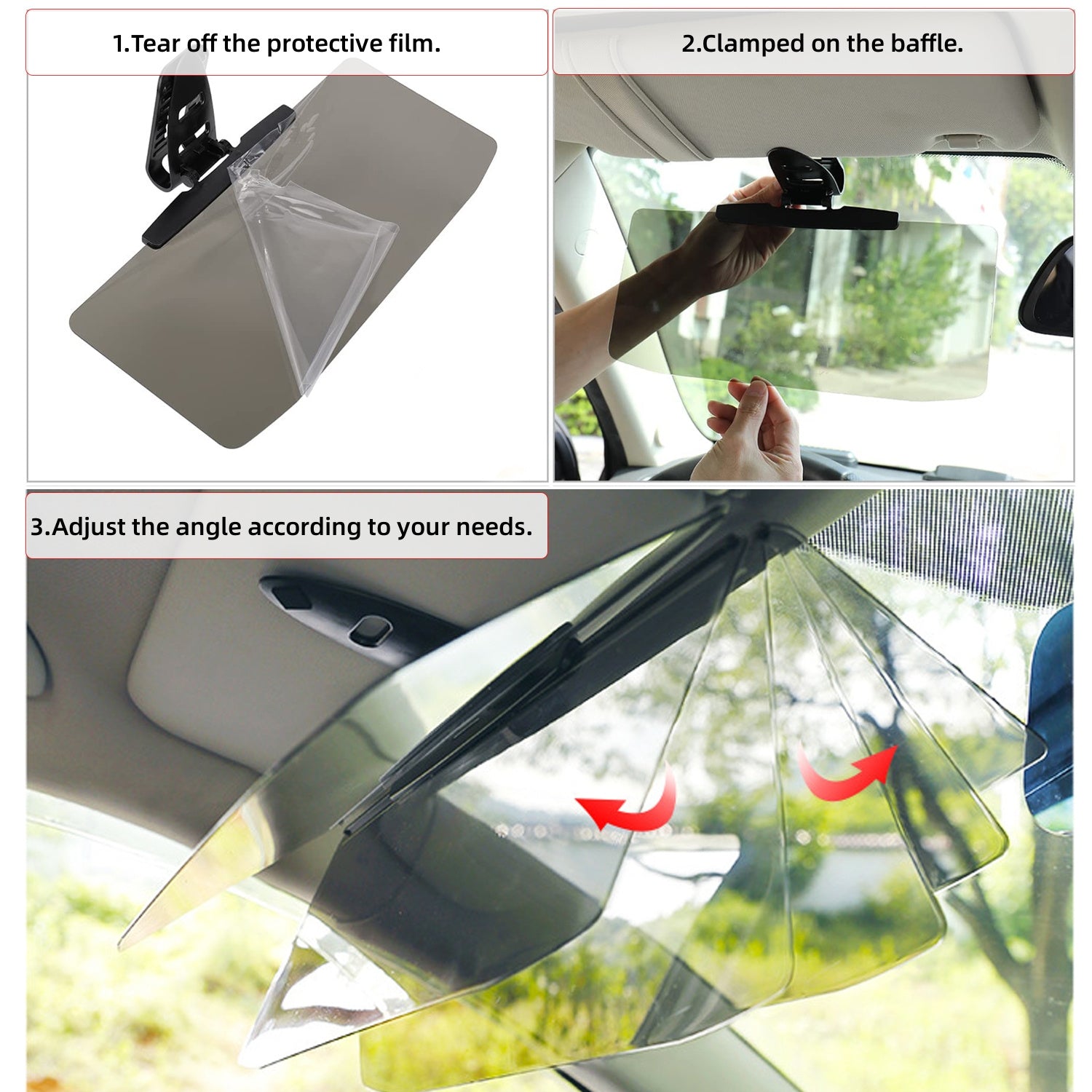 Sun Visor For Car, Universal Anti-Glare Polarized Car Visor Extension Sun Blocker, Protects From Stray Light,Snow Blindness And UV Rays