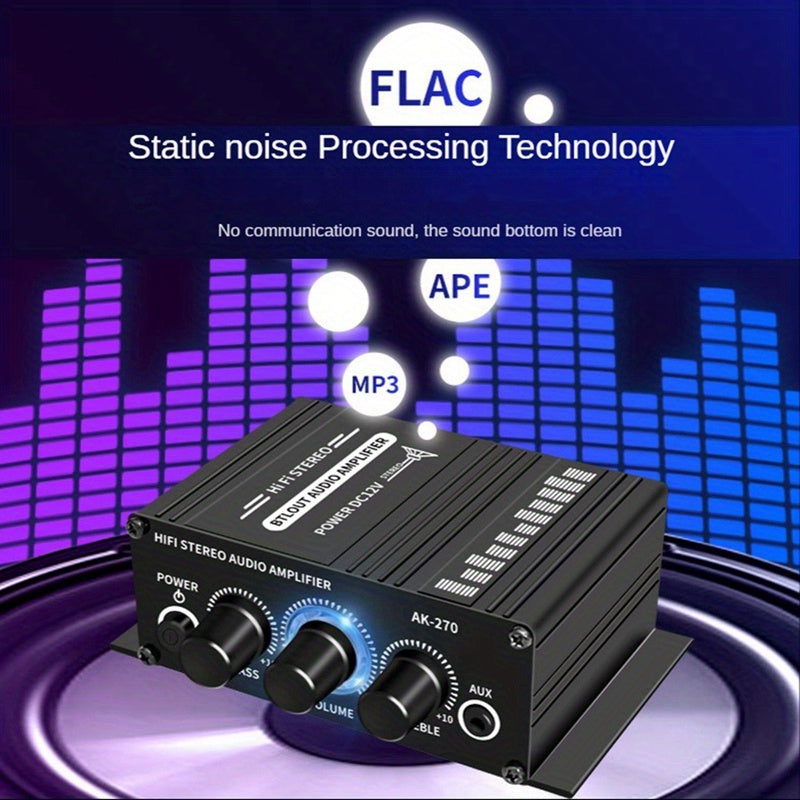 400W Mini Power Amplifier: Get Crystal Clear Audio With 2.0 Stereo Sound For Home/Car Theater System