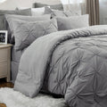 Bedsure Queen Comforter Set - 7 Pieces Comforters Queen Size Grey, Pintuck Bedding Sets Queen for All Season, Bed in a Bag with Flat Sheet and Fitted Sheet, Pillowcases &amp; Shams
