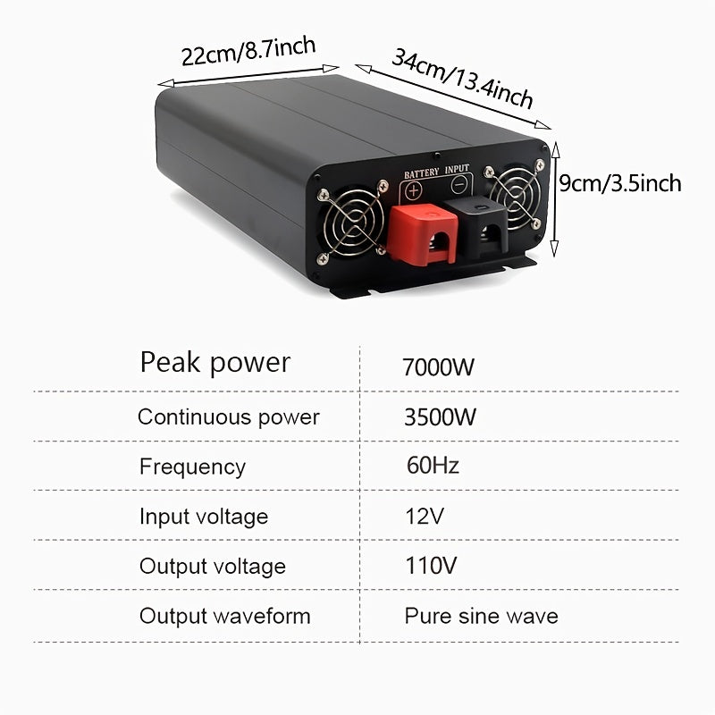 7000W 5000W 4000W Car Power Inverter Converter Pure Sine Wave Inverter Power DC 12V To AC 110V 50HZ Power Bank Converter With LCD Display