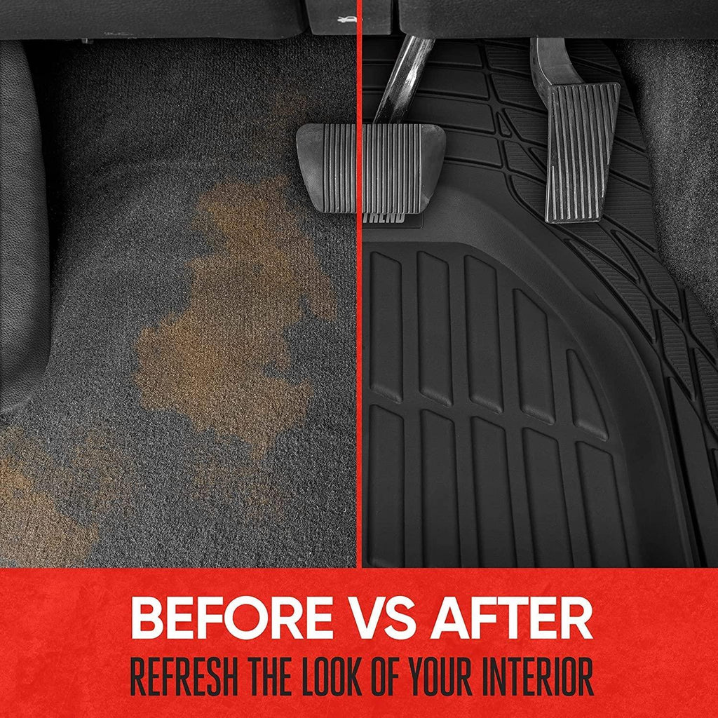 Motor Trend FlexTough Floor Mats for Cars, Black Deep Dish All-Weather Car Mats, Waterproof Trim-To Fit Automotive Floor Mats for Cars Trucks SUV, Universal Floor Liner Car Accessories