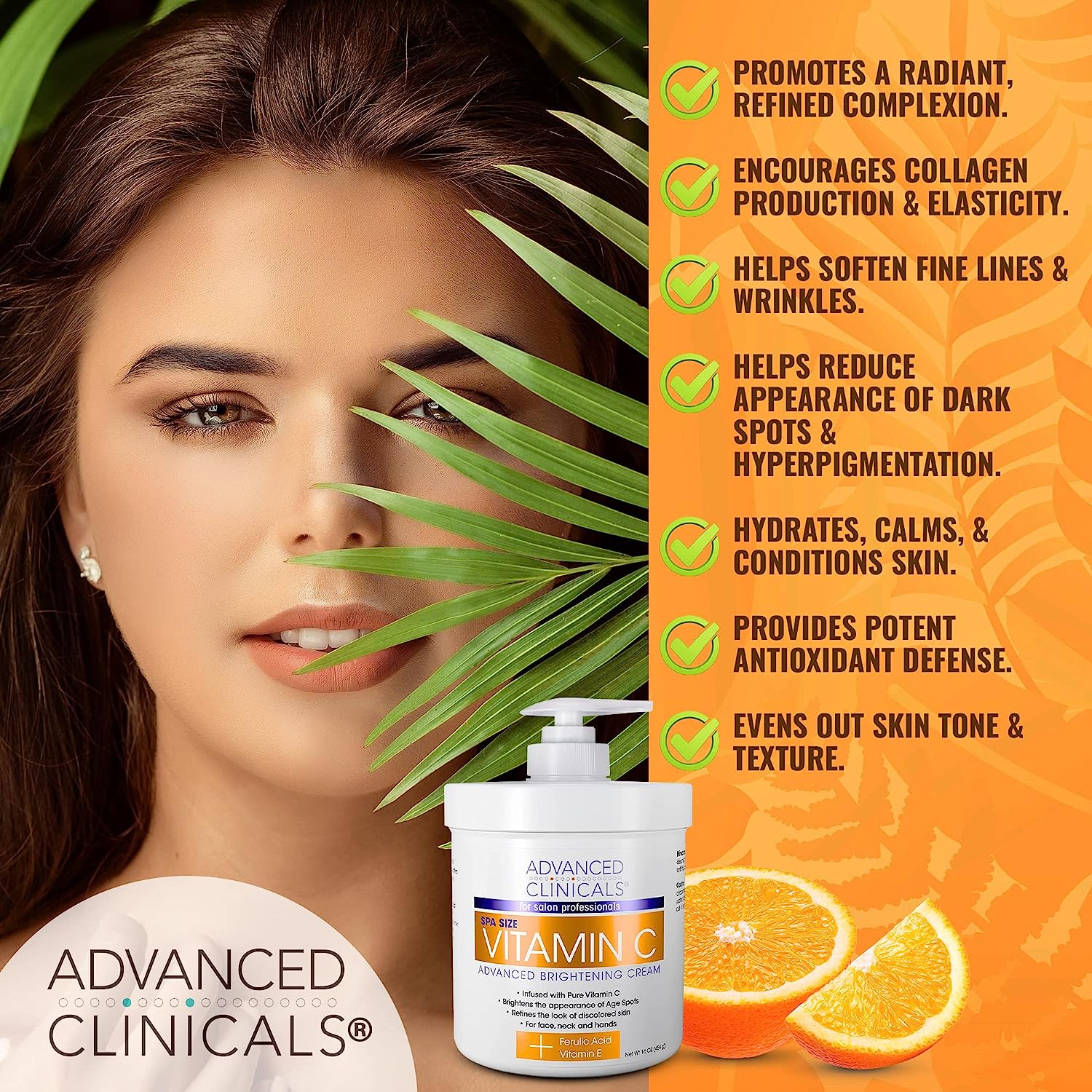 Advanced Clinicals Vitamin C &amp; Manuka Honey Moisturizer Set - Anti Aging Body &amp; Face Creams for Dry Skin, Wrinkles, 16 Oz (2-Pack)