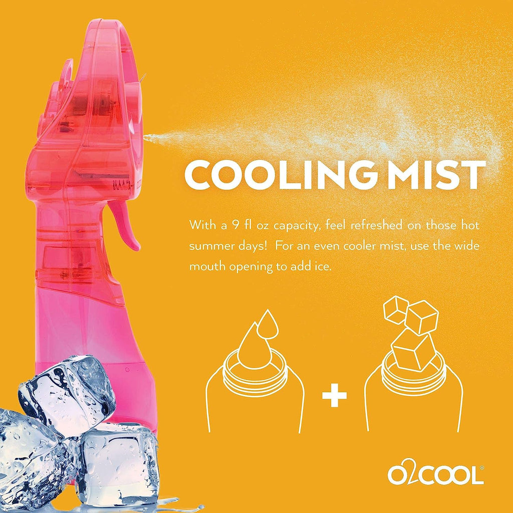 O2COOL Deluxe Handheld Battery Powered Water Misting Fan (Raspberry)