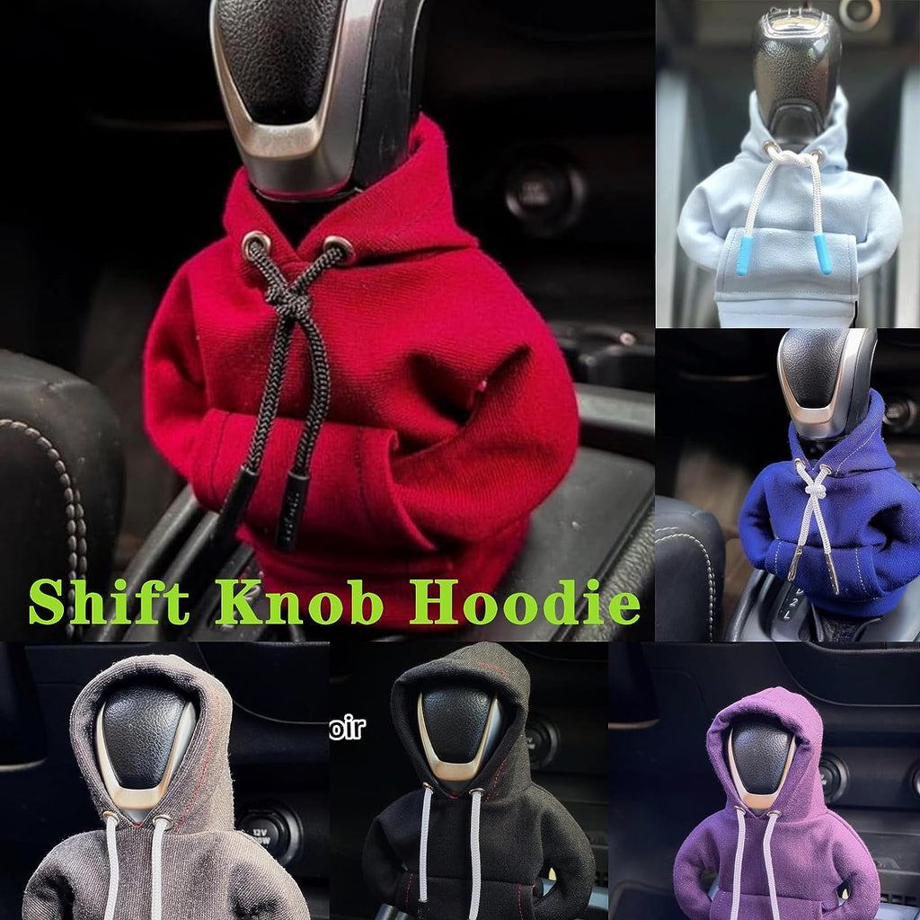 Car Shift Knob Hoodie, Funny Gear Shift Knob Shirt Sweater, Winter Warm Shift Knob Cover Sweater Shirt, Automotive Interior Novelty Accessories Decorations, Universal Fit Knob Cover Gift (Grey)
