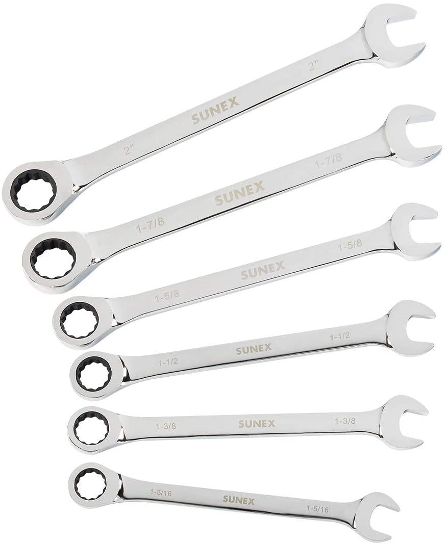 Sunex 9937 6 Pc. Super Jumbo Ratcheting Wrench Set (Includes Roll-Case)