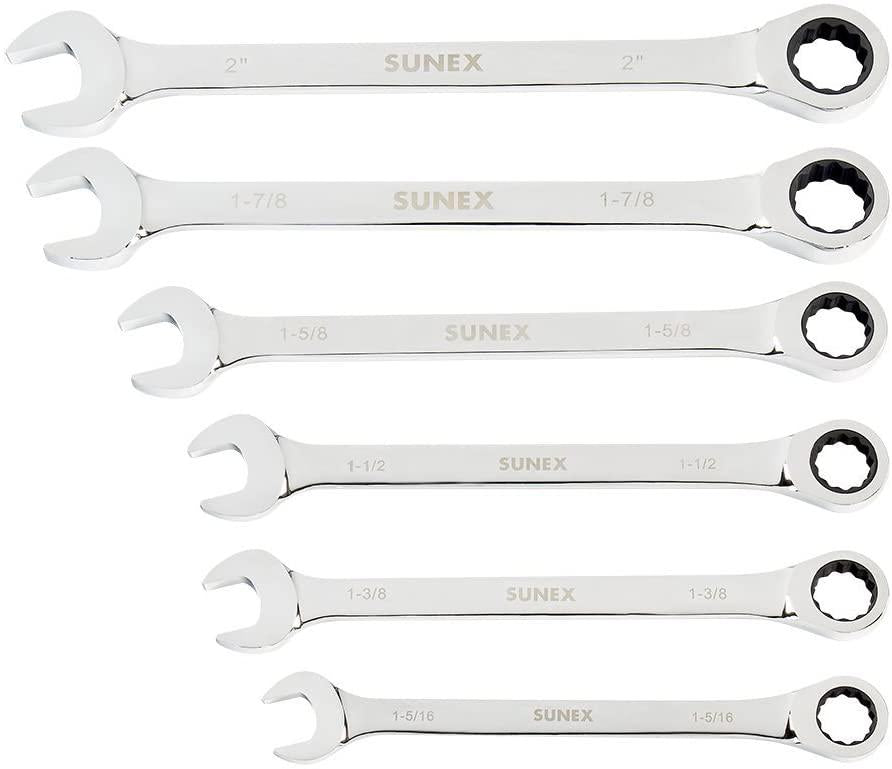 Sunex 9937 6 Pc. Super Jumbo Ratcheting Wrench Set (Includes Roll-Case)