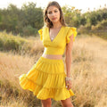 two-piece set backless ruffles