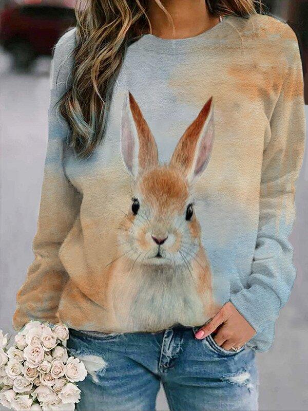 Womens Easter Casual Fashion Cute Bunny Sweatshirt