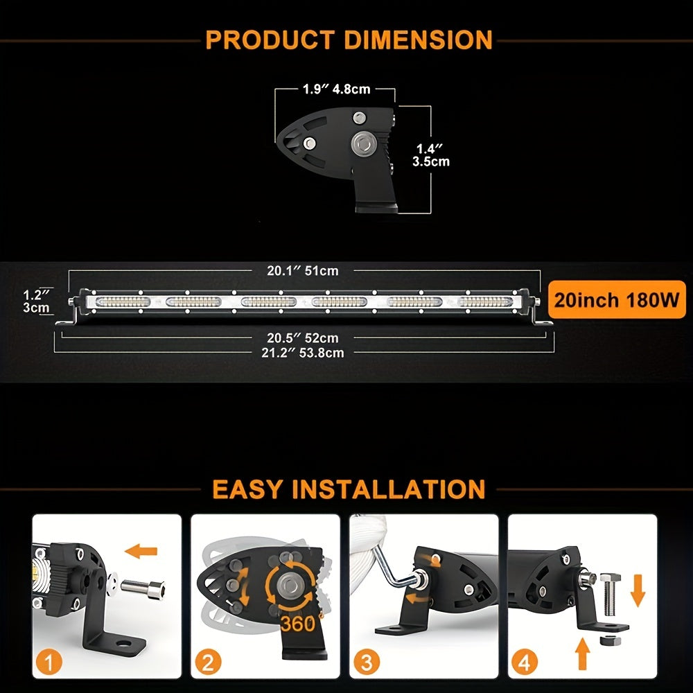 LED Work Light Ultra-thin Single Row LED Light Bar Suitable For Off-road 4x4 Car SUV Trucks Tractor Boat Fog Lights 12V/24V Spot Flood Light Bar