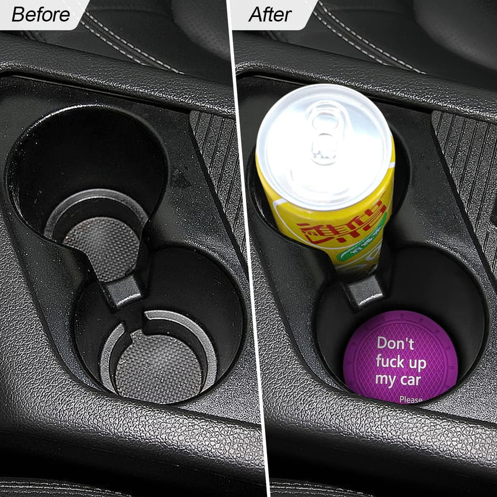 8sanlione 2 Pack Car Cup Holder Coasters, 2.75 Inch Non-Slip PVC Insert Cup Coaster, Anti-Scratch Auto Cup Mats for Women Men, Vehicle Interior Accessories for Car, SUV, Truck (D Purple/2PCS)