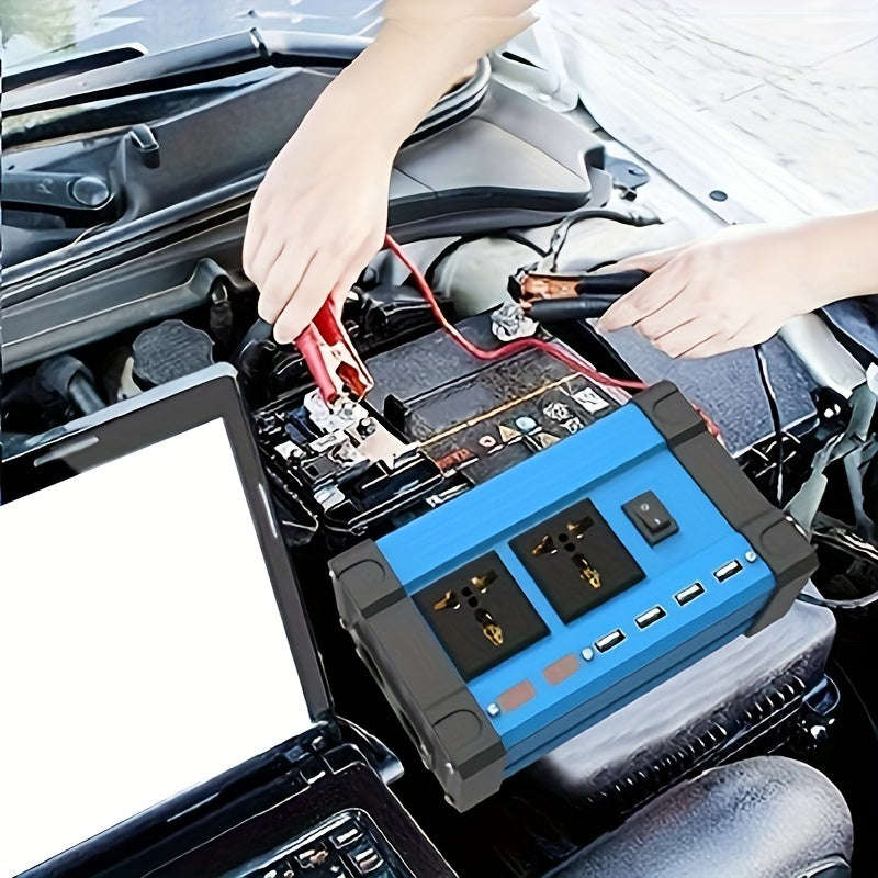 400W Power Inverter: DC 12V to AC 110V with 2 Universal Sockets, 4 USB Chargers &amp; LED Display