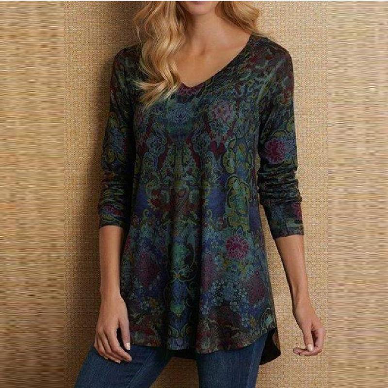 Womens Long Sleeve V-Neck T - Shirt