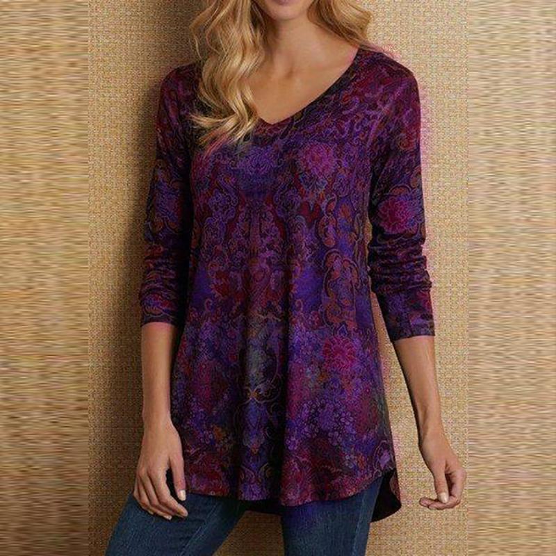 Womens Long Sleeve V-Neck T - Shirt