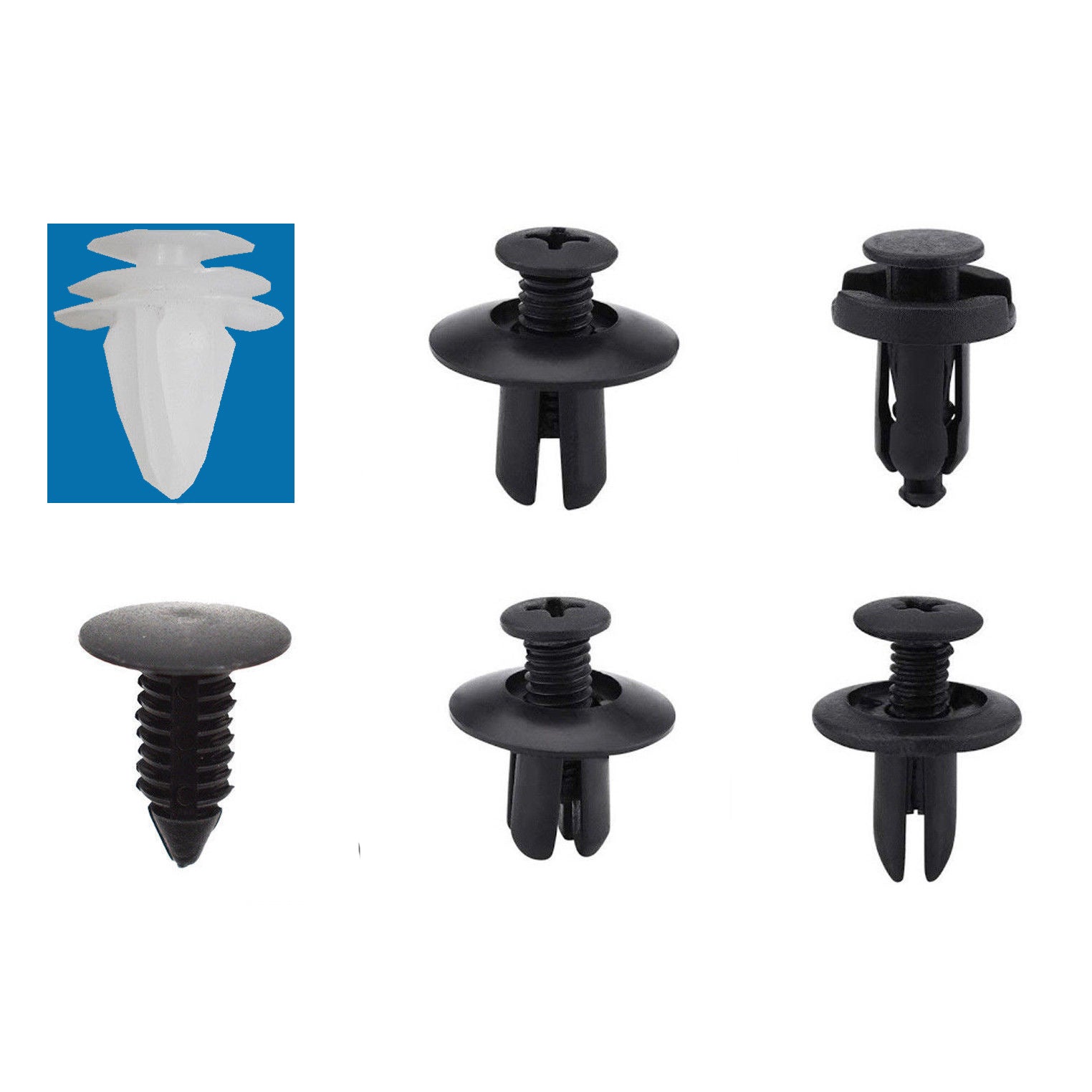 100pcs 6 Sizes Auto Parts Set, Auto Fastener Clip Mixed Car Body Push Retainer Pin Rivet ,Bumper Door Trim Panel Retainer Fastener Kit