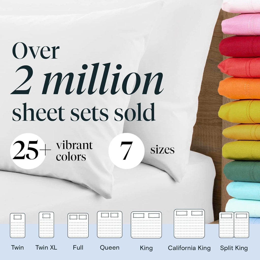 LuxClub 6 PC Queen Sheet Set, Rayon Made from Bamboo Bed Sheets, Deep Pockets 18" Eco Friendly Wrinkle Cooling Sheets Machine Washable Hotel Bedding Silky Soft - White Queen