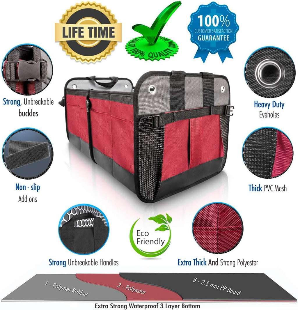 Starling's Car Trunk Organizer - Durable Storage SUV Cargo Organizer Adjustable, Bordeaux