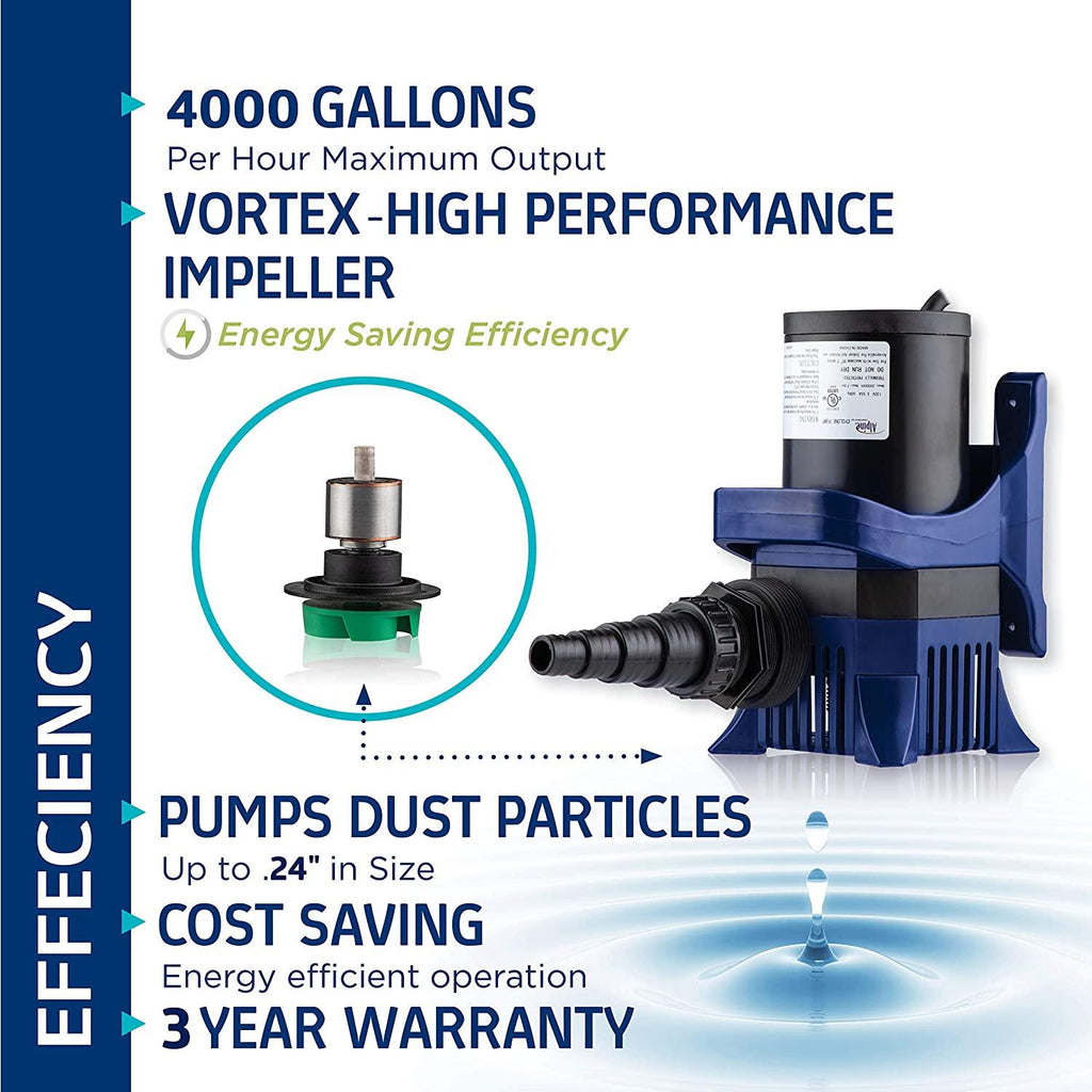 Alpine Corporation 4000 GPH Cyclone Pump for Ponds, Fountains, Waterfalls, and Water Circulation