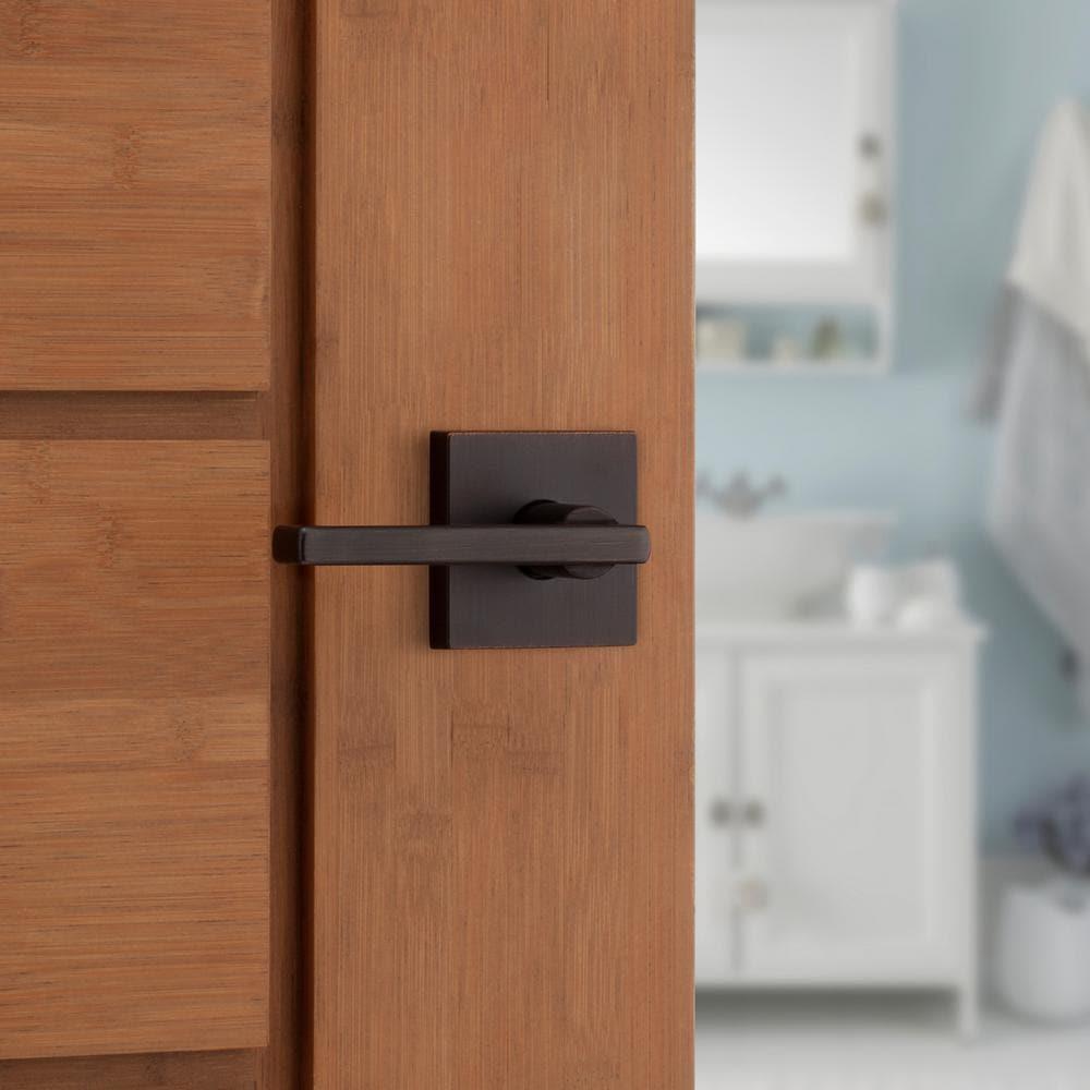 Halifax Square Venetian Bronze Privacy Bed/Bath Door Lever